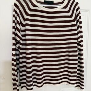 Zara Brown and Cream Striped Top